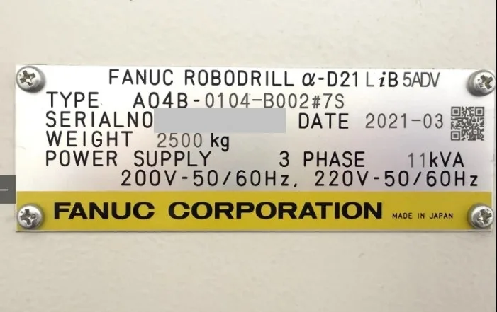 2021 Fanuc Robodrill Alpha D21LiB5 ADV