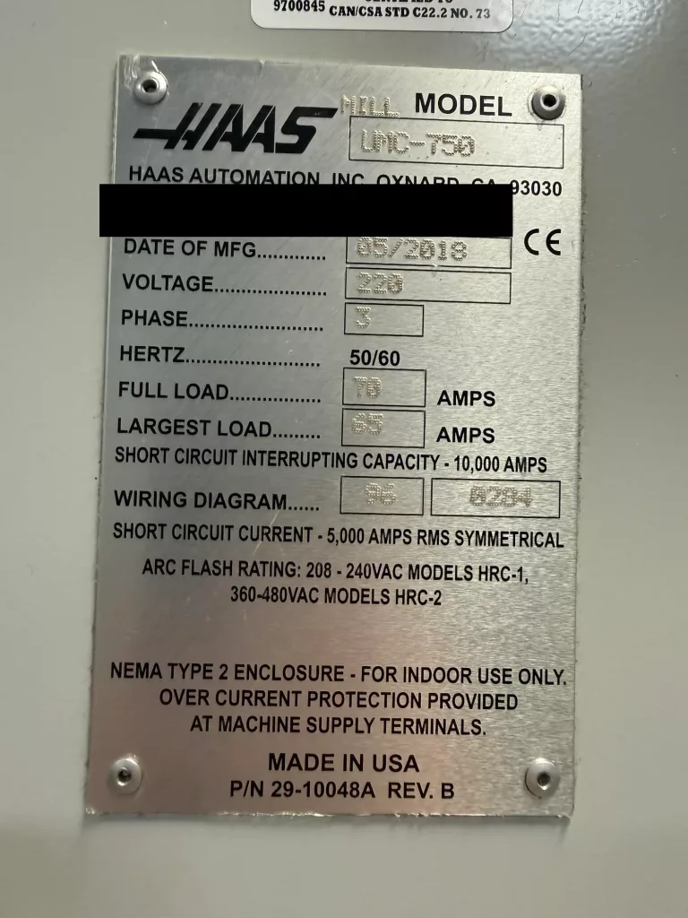 2018 Haas UMC-750 CNC Vertical Machining Center, photo 30 of 30