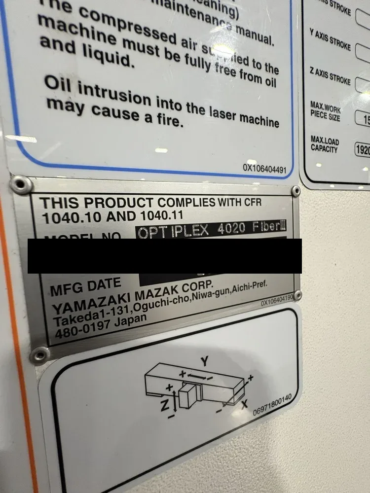 2021 Mazak Optiplex 4020 Fiber III