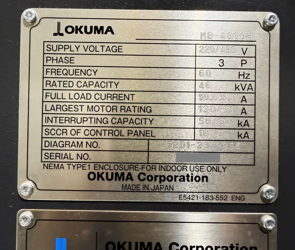 2021 Okuma MB-4000H