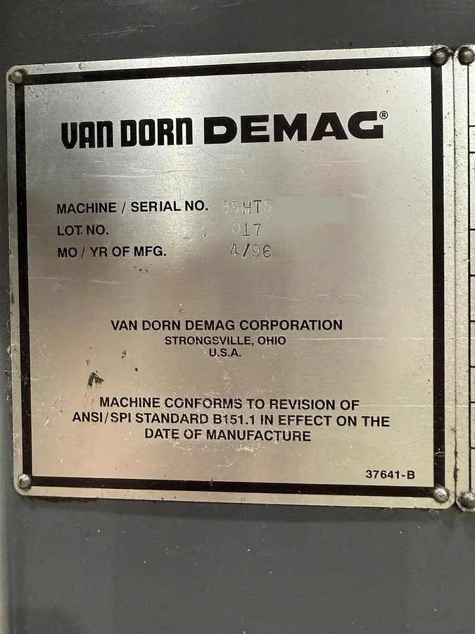 1996 Van Dorn 85HT5 Injection Molding Machine, photo 6 of 6