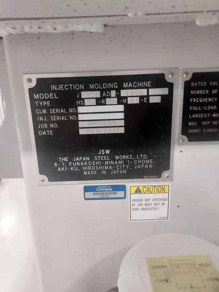 2018 JSW 180ADS-300U Injection Molding Machine, photo 7 of 7