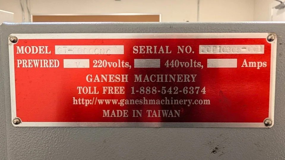 2014 Ganesh GT-2060 Engine / Tool Room Lathe, photo 12 of 12