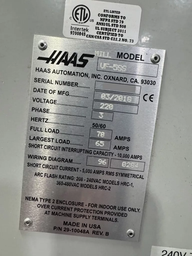 2018 Haas VF-5SS CNC Vertical Machining Center, photo 7 of 7