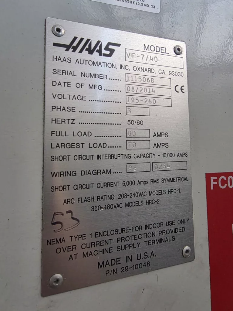 2014 Haas VF-7 CNC Vertical Machining Center, photo 28 of 28