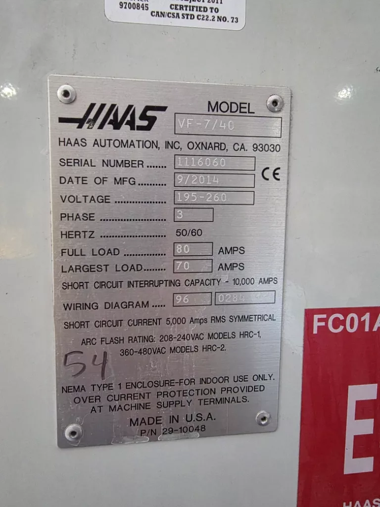 2014 Haas VF-7 CNC Vertical Machining Center, photo 29 of 29