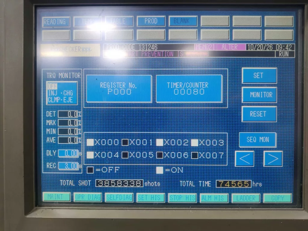 2002 Toshiba EC180V21-8 Injection Molding Machine, photo 6 of 7