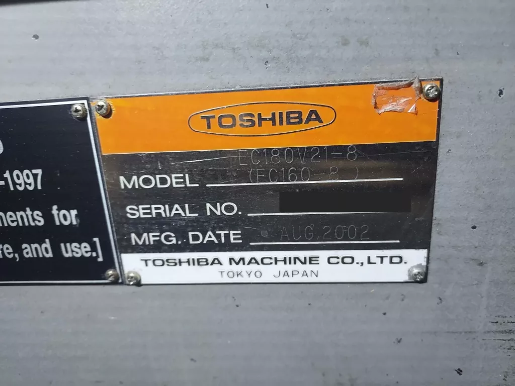2002 Toshiba EC180V21-8 Injection Molding Machine, photo 7 of 7