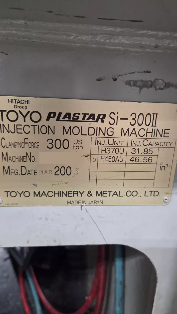 2003 Toyo Si-300-II Injection Molding Machine, photo 5 of 5